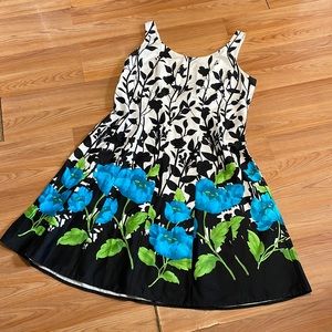 Jessica Howard size 18 W sheath dress in black white and blue